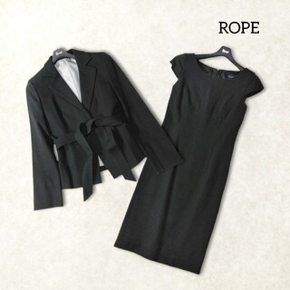 ROPE’ - ロペ ✿ シルク混 アンサンブルスーツ スカートスーツ 7 S ネイビー ベルト