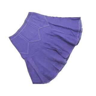 Ungaro ウンガロ リネン混 フレア Aライン 台形 スカート size38/紫 ■◇ レディース(ミニスカート)