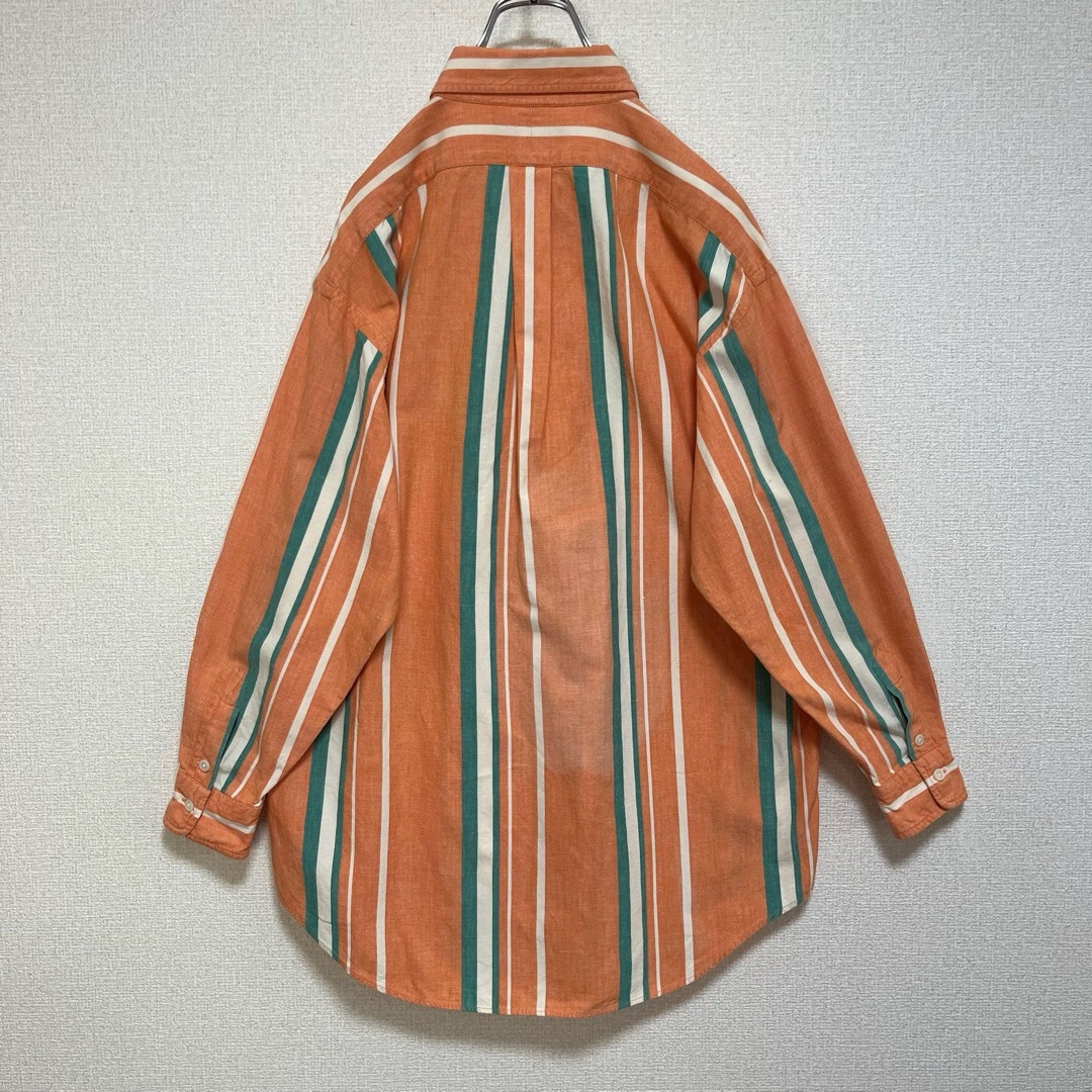 Ralph Lauren(ラルフローレン)のラルフローレン BDシャツ 長袖 オレンジ 緑白ストライプ ポニー刺繍 ゆるだぼ メンズのトップス(シャツ)の商品写真