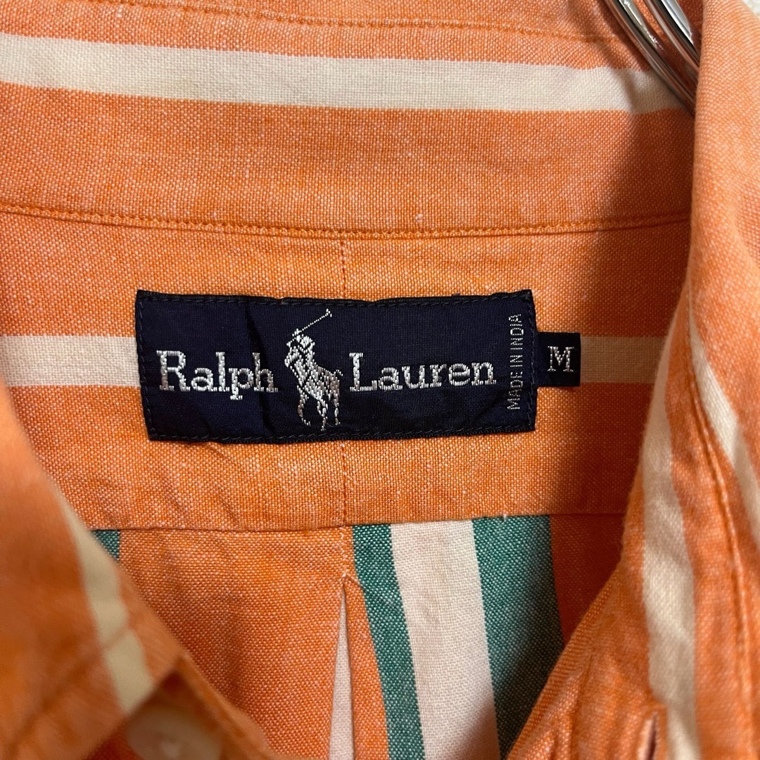 Ralph Lauren(ラルフローレン)のラルフローレン BDシャツ 長袖 オレンジ 緑白ストライプ ポニー刺繍 ゆるだぼ メンズのトップス(シャツ)の商品写真