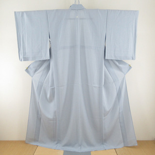 夏着物 単衣 絽 広衿 正絹 絽 色無地 ペールブルー 一つ紋 夏用 仕立て上がり 身丈161cm(浴衣)