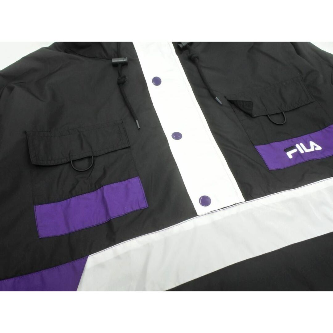 FILA(フィラ)のFILA フィラ 切替 アノラック パーカー sizeL/黒ｘ白ｘ紫 ■◇ メンズ メンズのトップス(パーカー)の商品写真