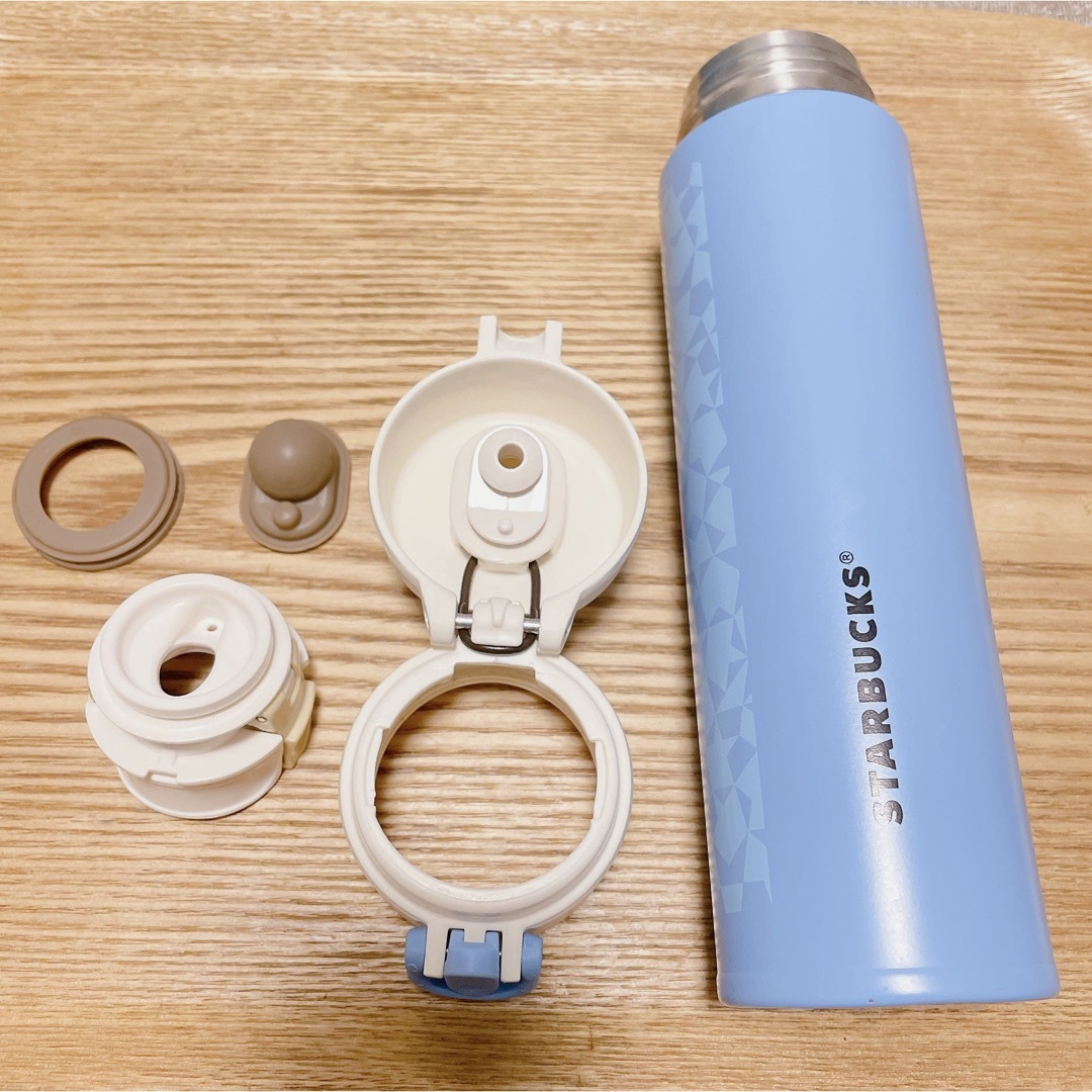 Starbucks(スターバックス)のスターバックス　タンブラー THERMOS 400ml  ブルー　幾何学模様 インテリア/住まい/日用品のキッチン/食器(タンブラー)の商品写真