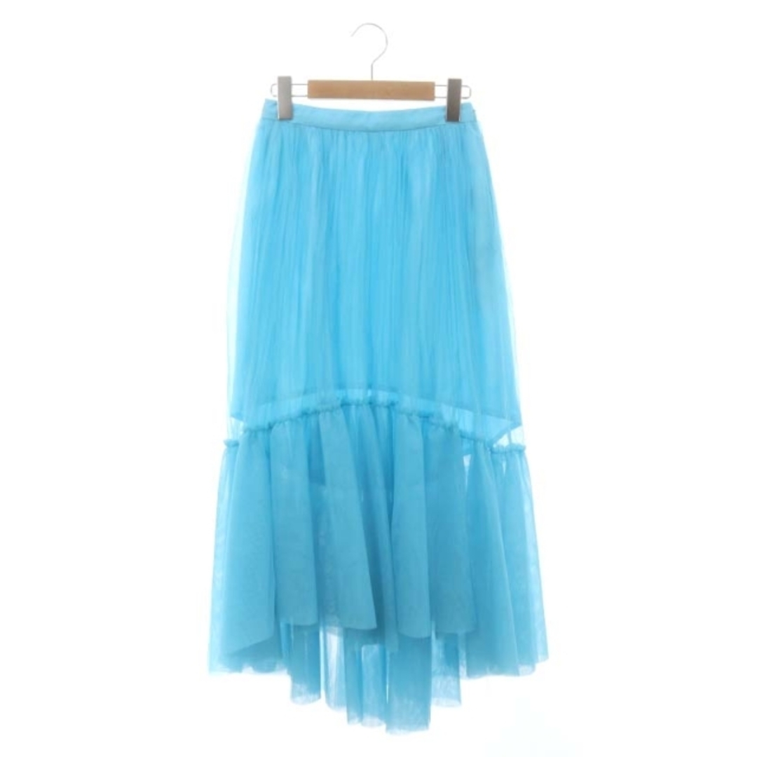 Lily Brown(リリーブラウン)のリリーブラウン ベルトセットチュールスカート ロング丈 ミモレ丈 0 S 青 黒 レディースのスカート(ひざ丈スカート)の商品写真