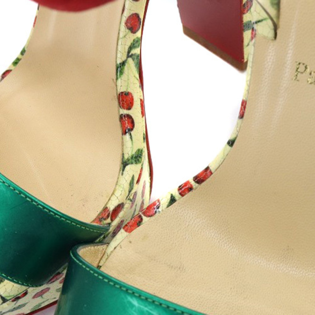 Christian Louboutin(クリスチャンルブタン)のクリスチャンルブタン サンダル チャンキーヒール 36 23cm 黄色 赤 緑 レディースの靴/シューズ(ハイヒール/パンプス)の商品写真