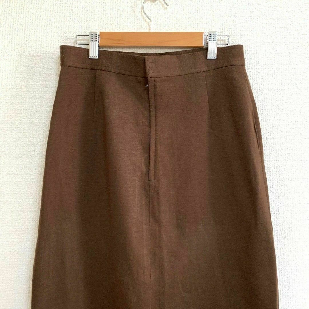 ひざ丈スカート　XL　ブラウン　きれいめ　オフィス　アクリル　※ブランド名無し レディースのスカート(ひざ丈スカート)の商品写真