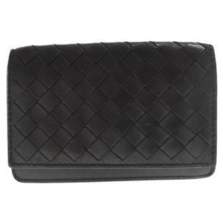 ボッテガヴェネタ(Bottega Veneta)のBOTTEGA VENETA ボッテガヴェネタ ナッパ イントレチャート 二つ折りカードケース レザー ブラック 133945(名刺入れ/定期入れ)