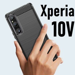 Xperia 10V ブラック スマホケース 上下炭素