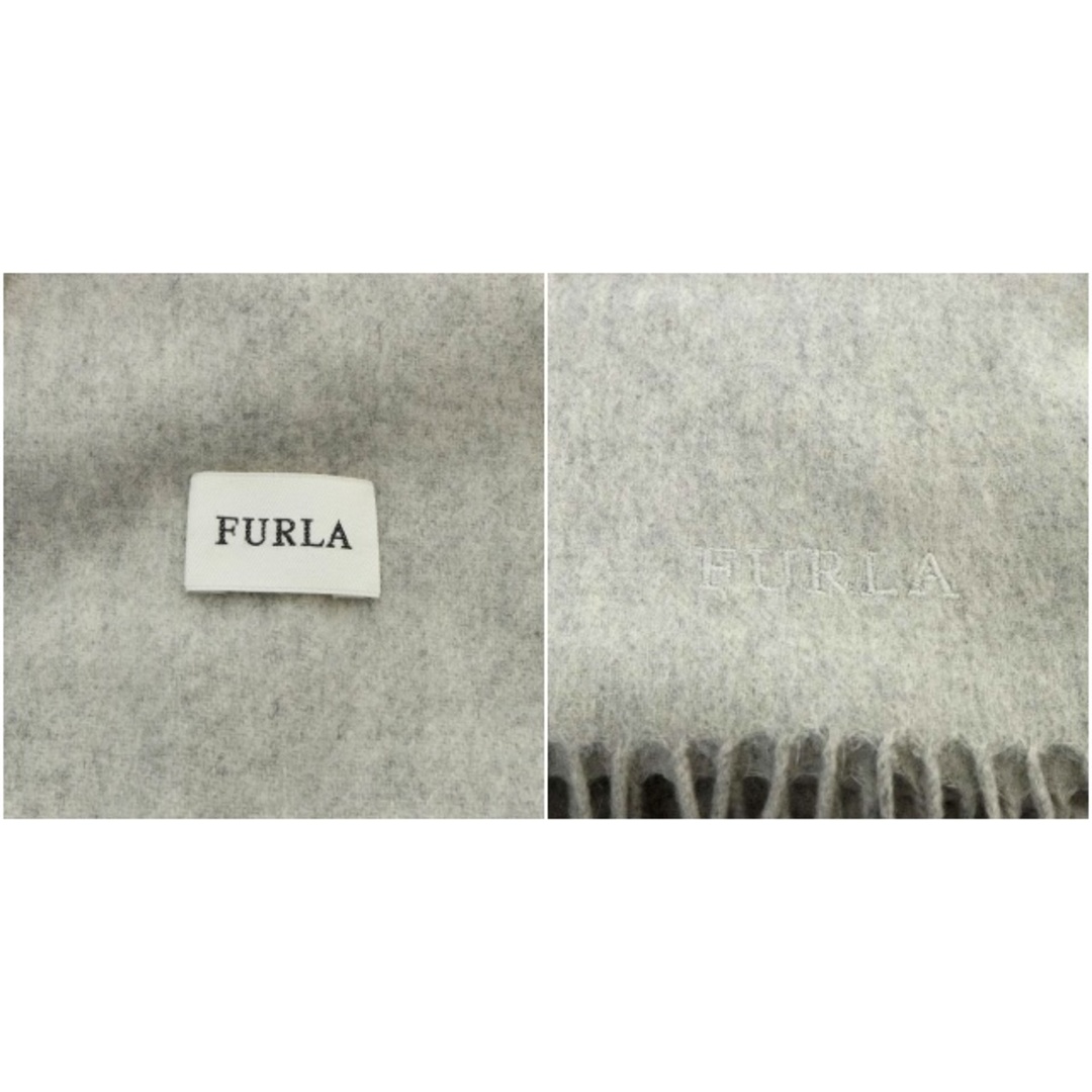 Furla(フルラ)のフルラ FURLA ストール マフラー ロゴ刺繍 フリンジ グレー レディースのファッション小物(ストール/パシュミナ)の商品写真
