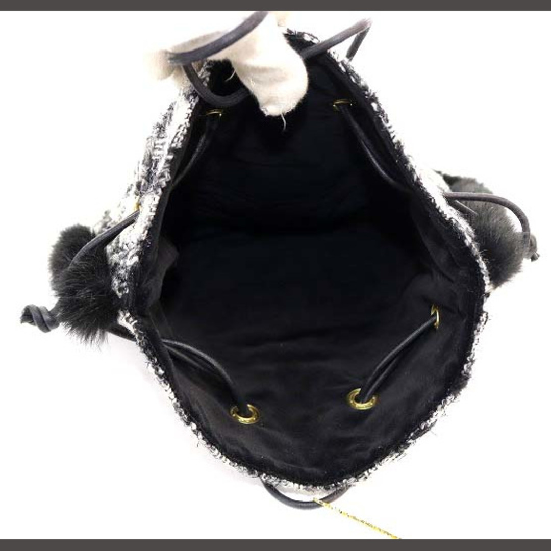 other(アザー)のシャルマントサック ハンドバッグ ツイード ファー 巾着 黒 白 レディースのバッグ(ハンドバッグ)の商品写真