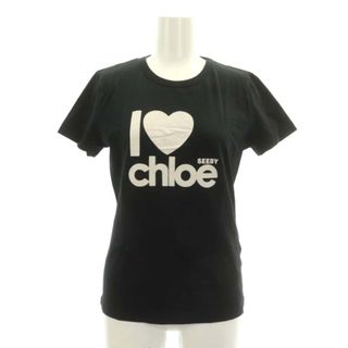 シーバイクロエ(SEE BY CHLOE)のシーバイクロエ Tシャツ カットソー 半袖 プリント コットン I42 黒 白(Tシャツ(半袖/袖なし))