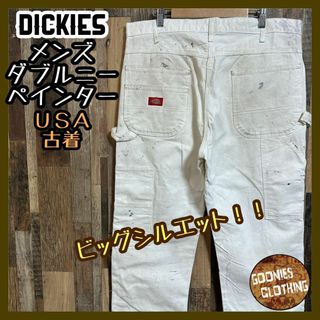 ディッキーズ(Dickies)のディッキーズ ダブルニー ペインター ワーク パンツ ホワイト USA古着 ロゴ(ワークパンツ/カーゴパンツ)