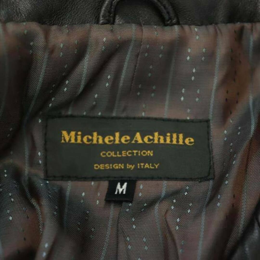 other(アザー)のMichele Achille レザー テーラードジャケット ブレザー M 黒 メンズのジャケット/アウター(テーラードジャケット)の商品写真