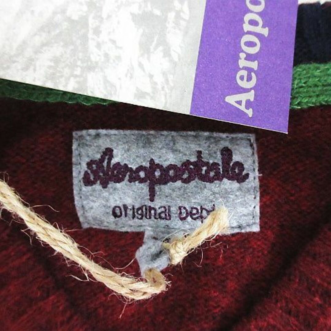 AEROPOSTALE(エアロポステール)のエアロポステール ニット セーター 長袖 Vネック ウール M ダークレッド メンズのトップス(ニット/セーター)の商品写真