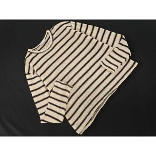 ザラ(ZARA)のZARA ザラ ボーダー ニット カットソー sizeM/ベージュｘ黒 ■◇ レディース(カットソー(長袖/七分))