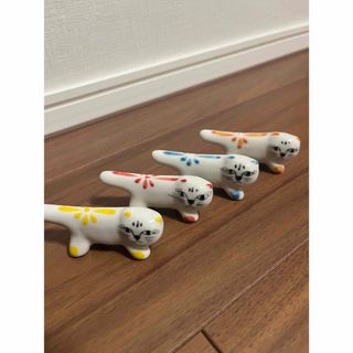 新品　ベトナム　バッチャン焼き　はし置き　猫(カトラリー/箸)