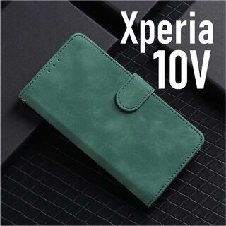 Xperia 10 V 手帳型 モスグリーン スマホケース (Androidケース)