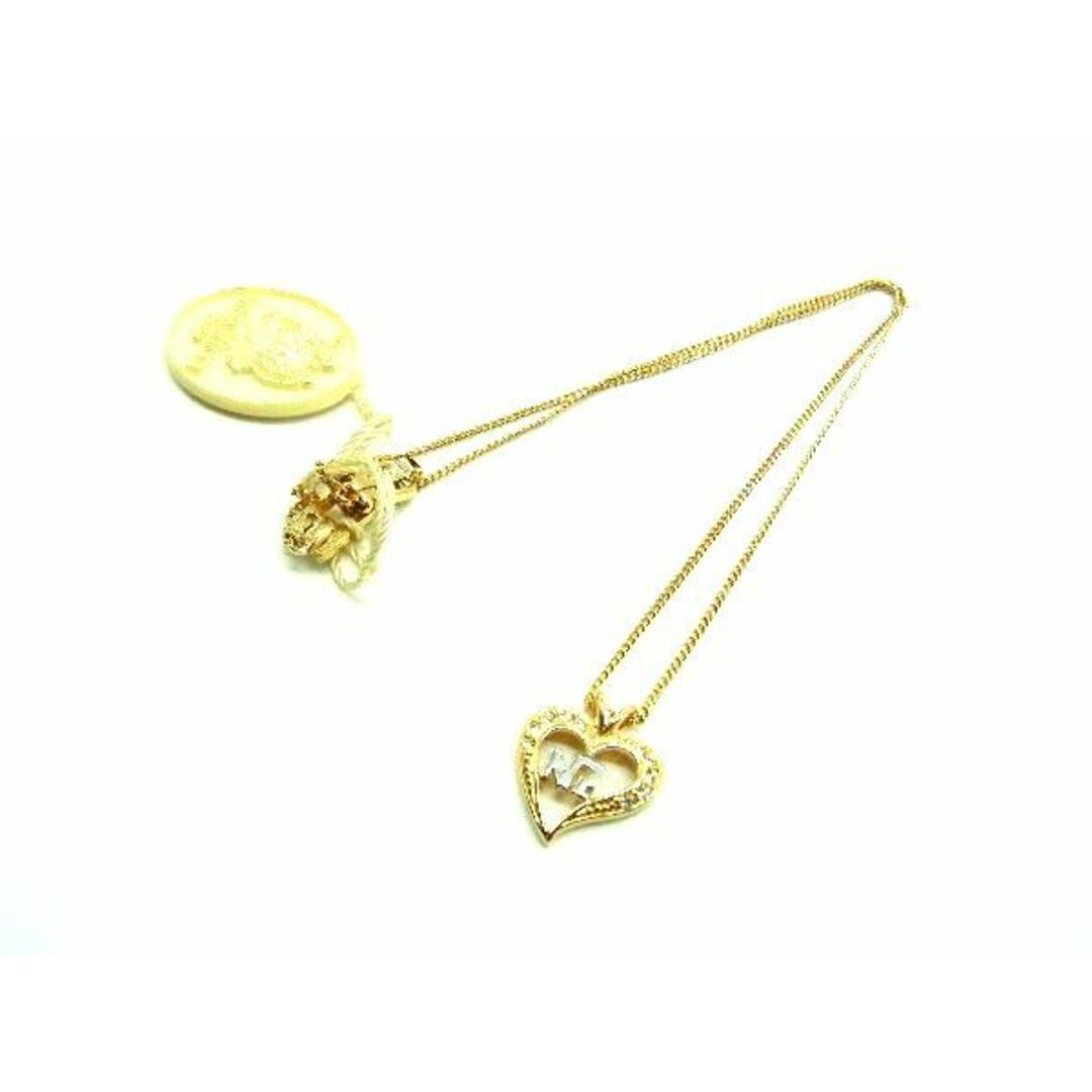 NINA RICCI(ニナリッチ)の■美品■ NINA RICCI ニナリッチ ラインストーン ハートモチーフ ネックレス ペンダント アクセサリー ゴールド系 DE1258 レディースのアクセサリー(ネックレス)の商品写真