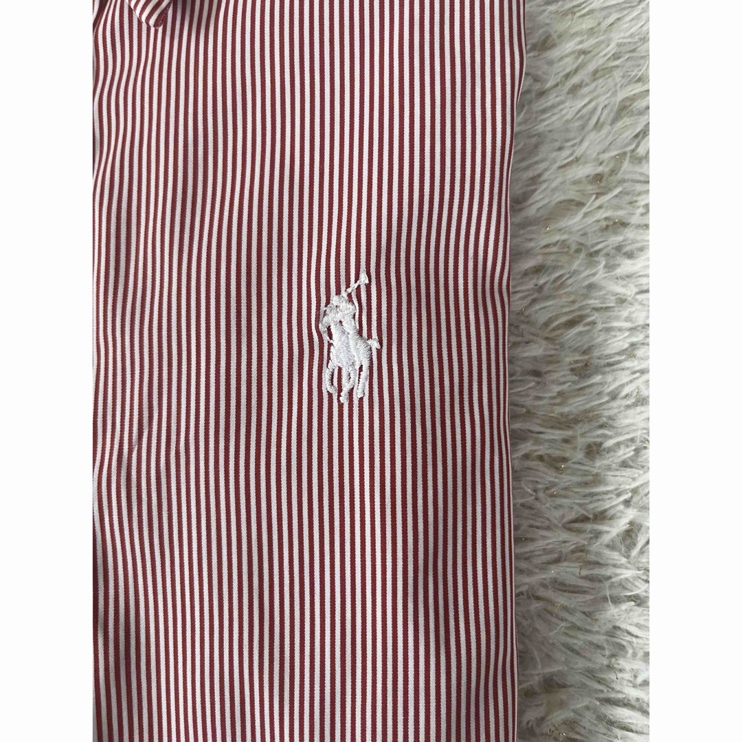 POLO RALPH LAUREN(ポロラルフローレン)の美品　ポロ　ラルフローレン　シャツ　トップス　ストライプ　赤　人気　完売 レディースのトップス(シャツ/ブラウス(長袖/七分))の商品写真