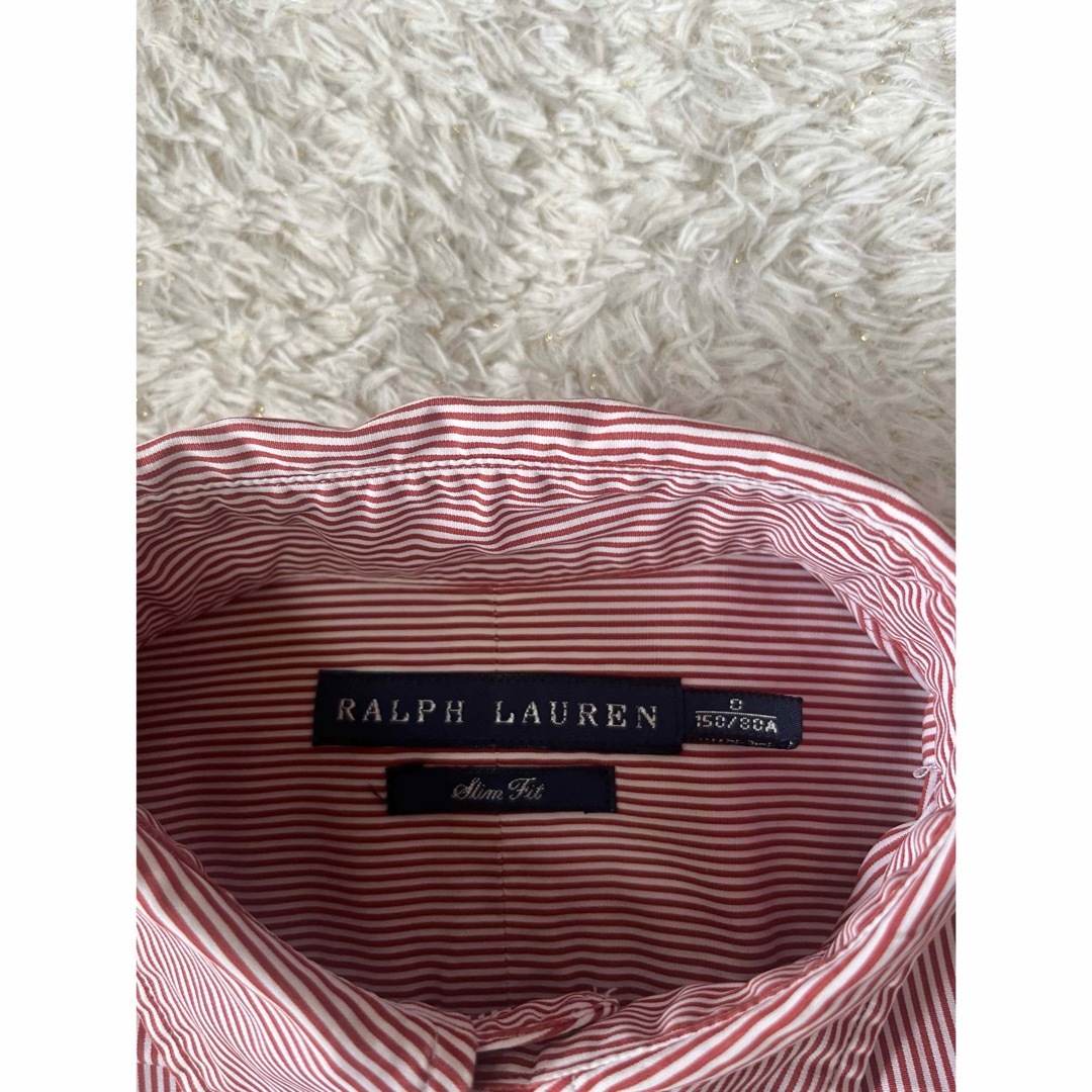 POLO RALPH LAUREN(ポロラルフローレン)の美品　ポロ　ラルフローレン　シャツ　トップス　ストライプ　赤　人気　完売 レディースのトップス(シャツ/ブラウス(長袖/七分))の商品写真