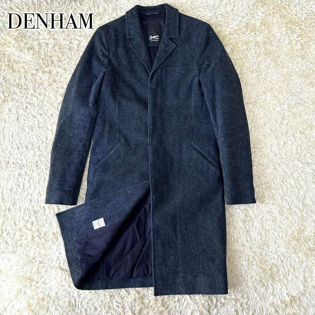 DENHAM(デンハム)のDENHAM candiani デニム ロングコート 比翼仕立て ネイビー メンズのジャケット/アウター(チェスターコート)の商品写真