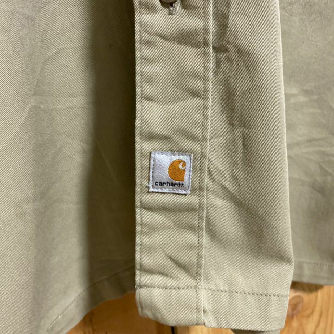 carhartt(カーハート)のカーハート ベージュ ワーク アメカジ 長袖 シャツ USA古着 90s ロゴ メンズのトップス(シャツ)の商品写真