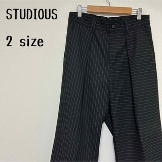 STUDIOUS おしゃれ☆左右対称 ストライプ オフィスカジュアル ブラック 