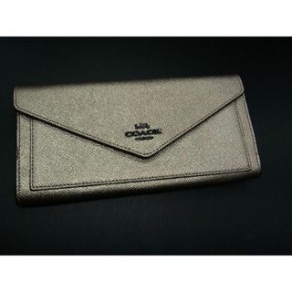 コーチ(COACH)の■美品■ COACH コーチ レザー 二つ折り 長財布 ウォレット 小銭入れ 札入れ レディース ゴールド系 DE1789(財布)