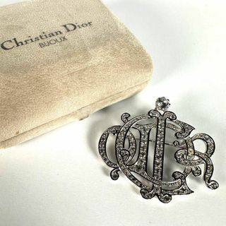 Christian Dior - Christian Dior エンブレム ラインストーン ブローチ シルバー