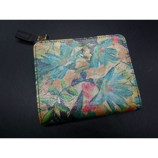 ランバン(LANVIN)の■美品■ LANVIN ランバン レザー 花柄 二つ折り 財布 ウォレット 札入れ 小銭入れ グリーン系×マルチカラー DE1855(その他)