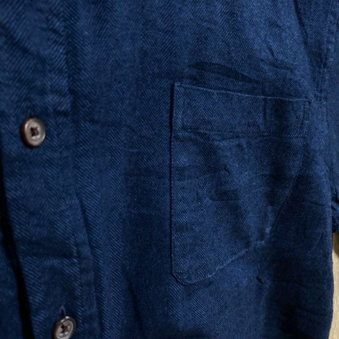 ボタンダウン ネイビー 長袖 シャツ メンズ カジュアル 紺色 USA古着 メンズのトップス(シャツ)の商品写真