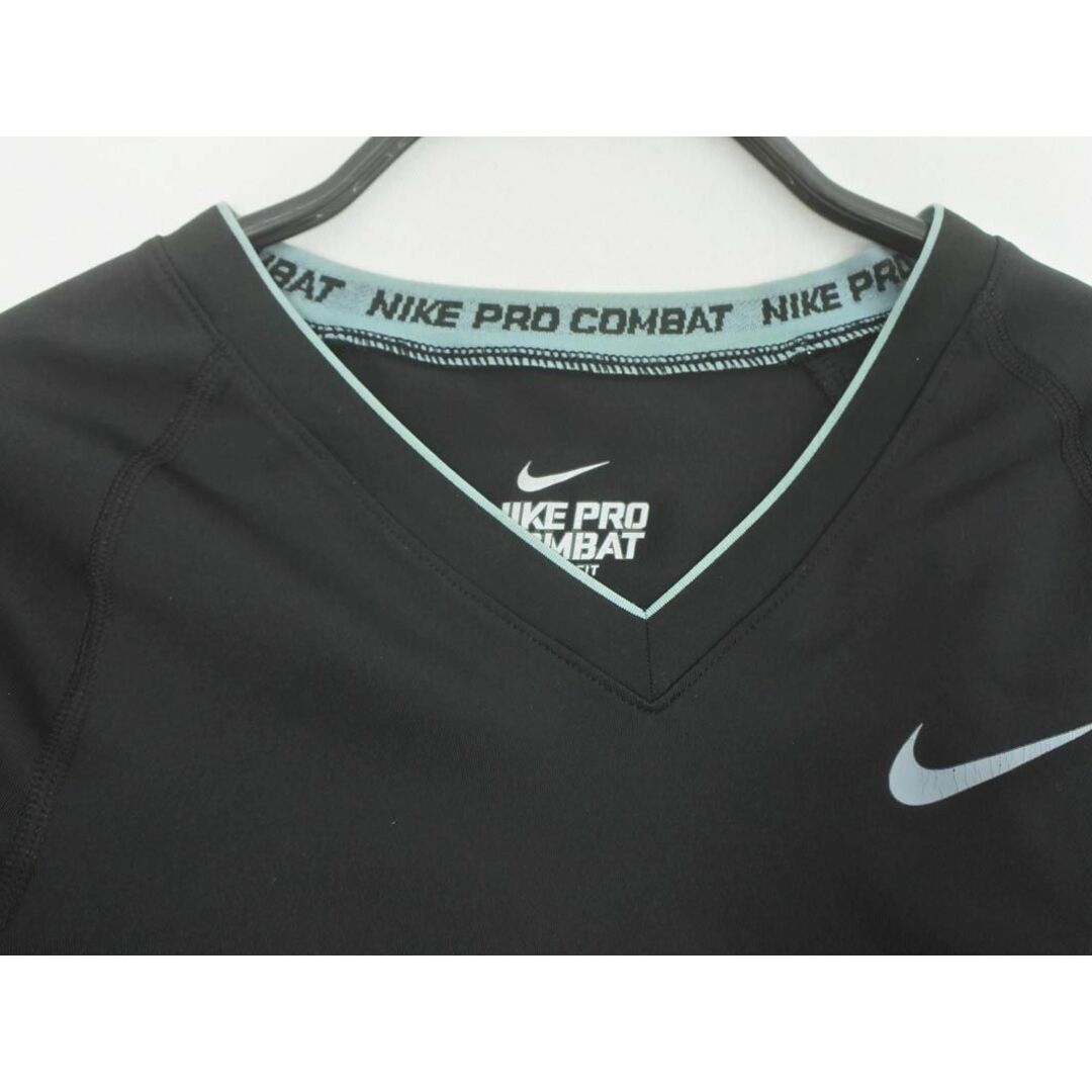 NIKE(ナイキ)のNIKE ナイキ PRO COMBAT DRI-FIT Vネック ロゴ プリント トレーニングウェア カットソー sizeS/黒 ■◇ メンズ メンズのトップス(Tシャツ/カットソー(七分/長袖))の商品写真