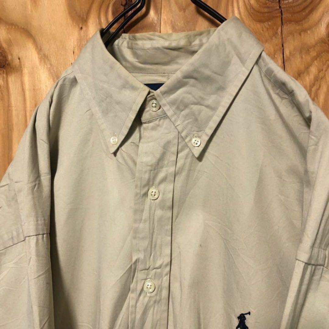 POLO RALPH LAUREN(ポロラルフローレン)のポロラルフローレン ベージュ USA古着 90s ワンポイント シャツ シンプル メンズのトップス(シャツ)の商品写真