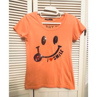 【INGNI】スマイルスパンコール　Tシャツ　オレンジ系　Mサイズ