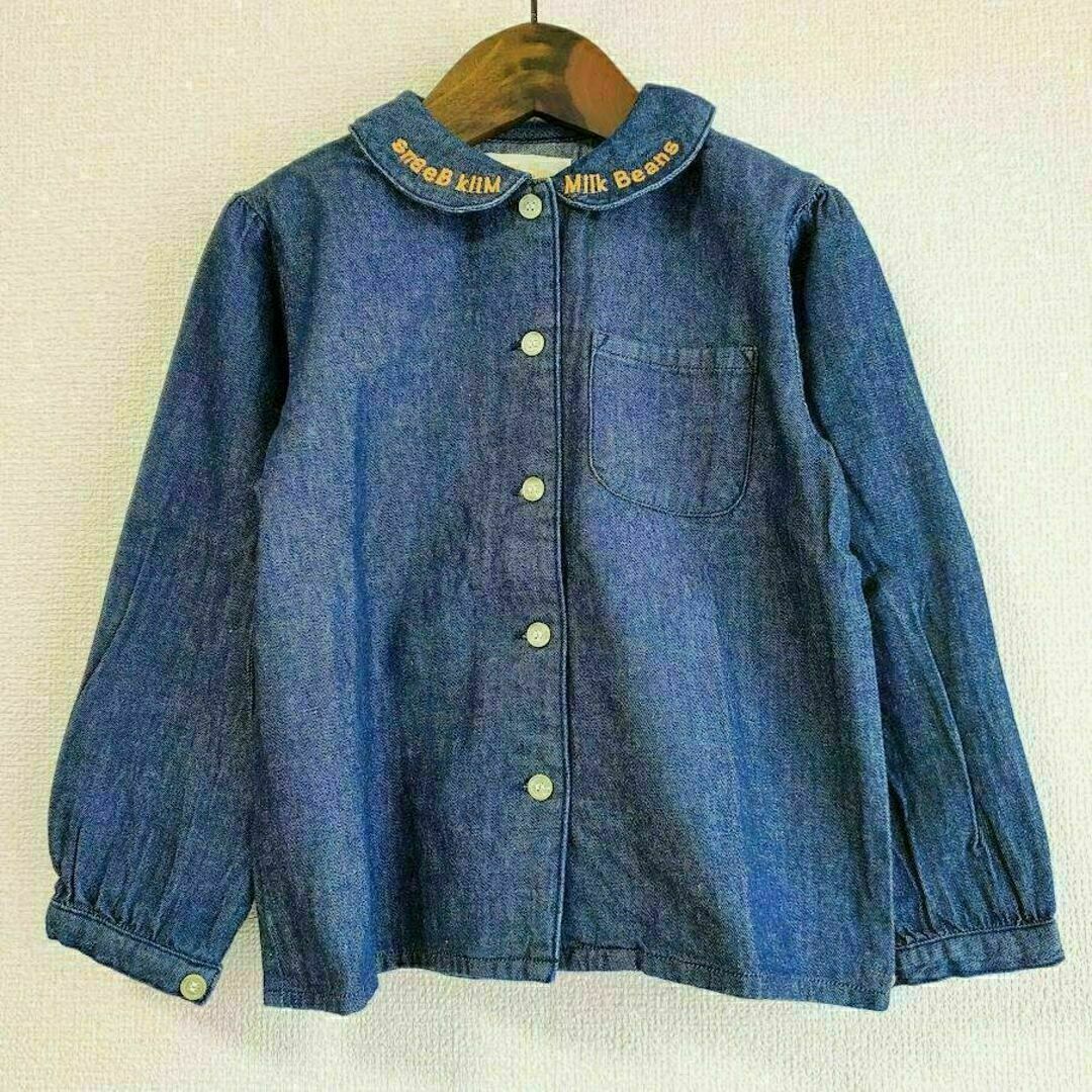 milkbeans　ミルクビーンズ　美品　110サイズ　デニム　シャツ　ブルー キッズ/ベビー/マタニティのキッズ服女の子用(90cm~)(ブラウス)の商品写真