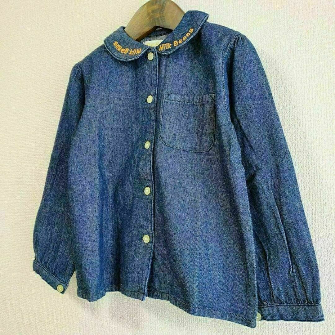 milkbeans　ミルクビーンズ　美品　110サイズ　デニム　シャツ　ブルー キッズ/ベビー/マタニティのキッズ服女の子用(90cm~)(ブラウス)の商品写真