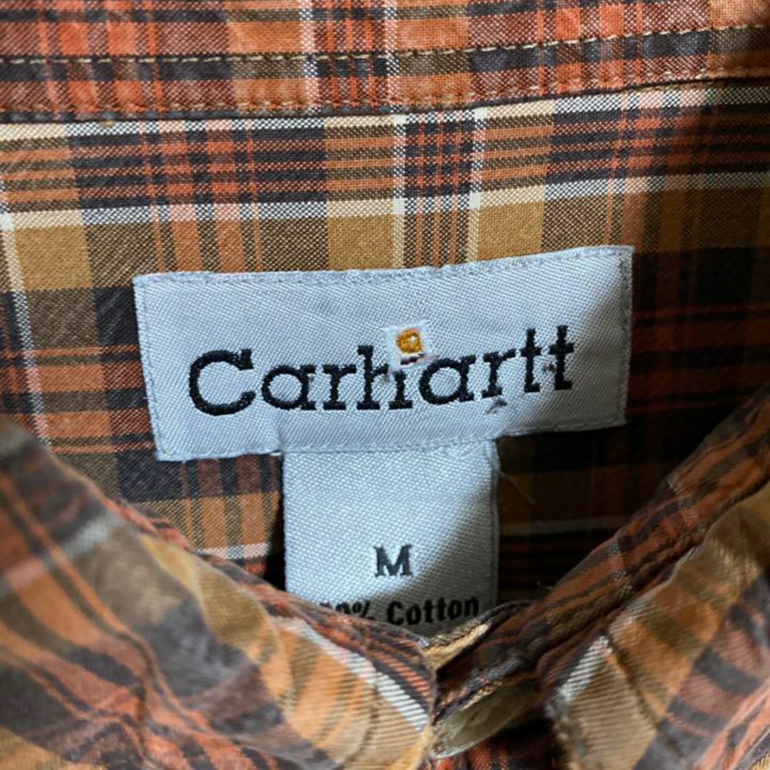 carhartt(カーハート)のカーハート チェック USA古着 ロゴ オレンジ ボタンダウン 長袖 シャツ メンズのトップス(シャツ)の商品写真