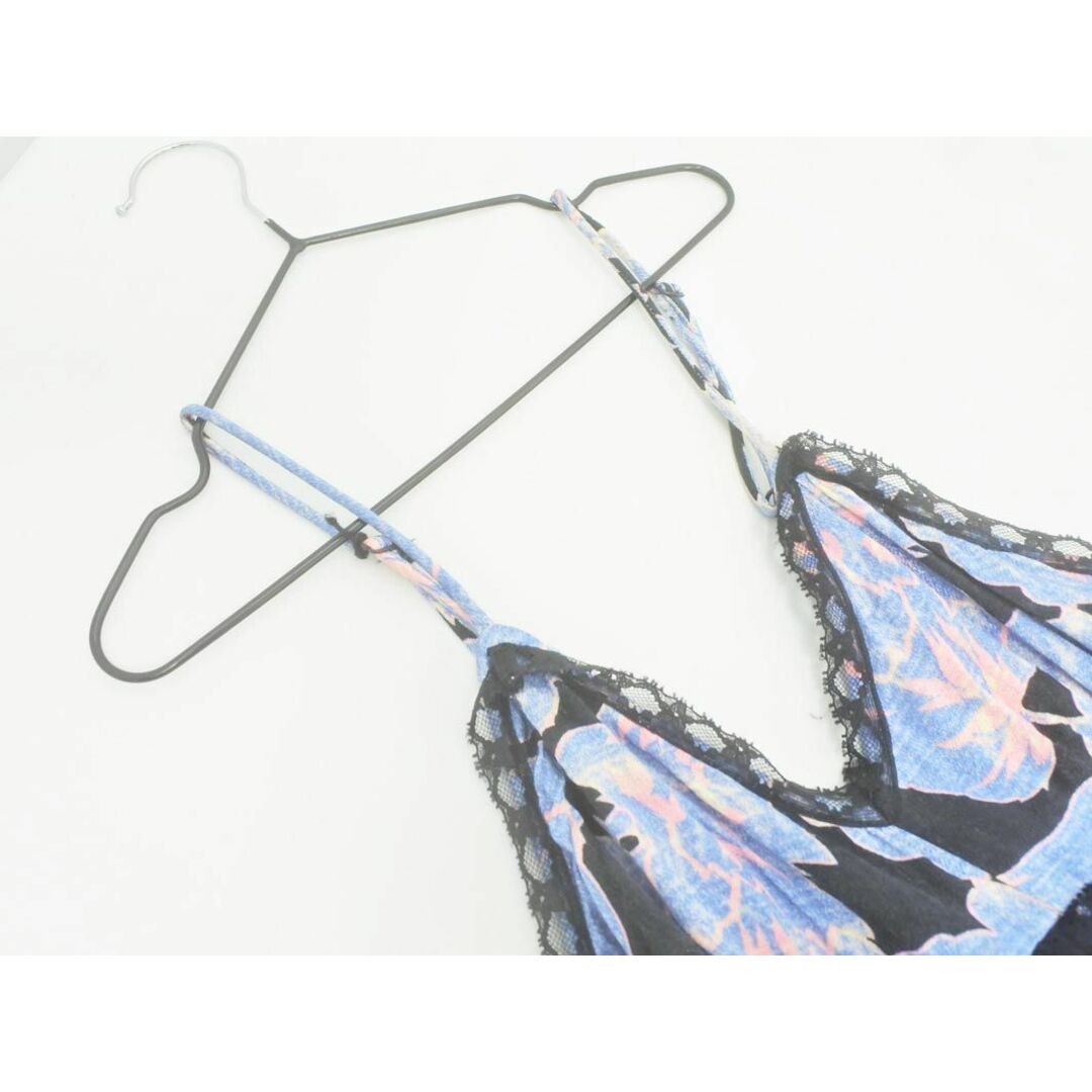 TOPSHOP(トップショップ)のTOPSHOP トップショップ リボン付き 花柄 サロペット オーバーオール size34/黒ｘ青xピンク ■◇ レディース レディースのパンツ(サロペット/オーバーオール)の商品写真