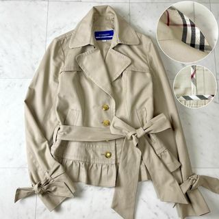 バーバリーブルーレーベル(BURBERRY BLUE LABEL)のバーバリー ブルーレーベル 38 ショート トレンチ ノバチェック フリル 春秋(スプリングコート)