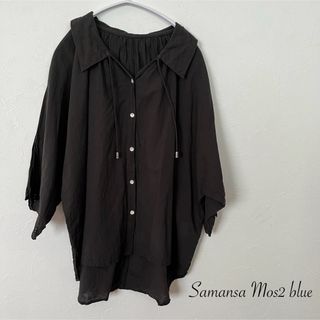 サマンサモスモス(SM2)のSamansa Mos2 blue 袖スカラップブラウス サイズF(シャツ/ブラウス(半袖/袖なし))