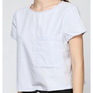 ザラ(ZARA)のザラZARA 半袖 トップス カットソー ブルーホワイト デニムフェイク　春 夏(Tシャツ(半袖/袖なし))