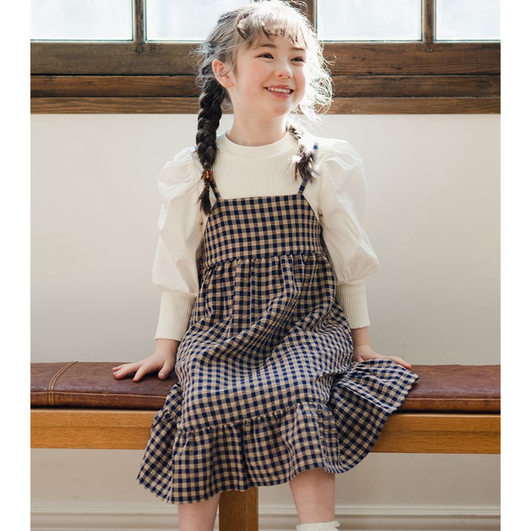 Branshes(ブランシェス)のbranshes ギンガムチェックジャンパースカート キッズ/ベビー/マタニティのキッズ服女の子用(90cm~)(ワンピース)の商品写真