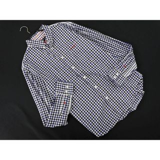 トミーヒルフィガー(TOMMY HILFIGER)のTOMMY HILFIGER トミーヒルフィガー チェック シャツ sizeM/白ｘ紺ｘ黒 ■◇ メンズ(シャツ)