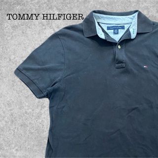 トミーヒルフィガー(TOMMY HILFIGER)のA-250★トミーヒルフィガー★ブラック黒色 ロゴ刺繍 鹿の子 ポロシャツ(ポロシャツ)