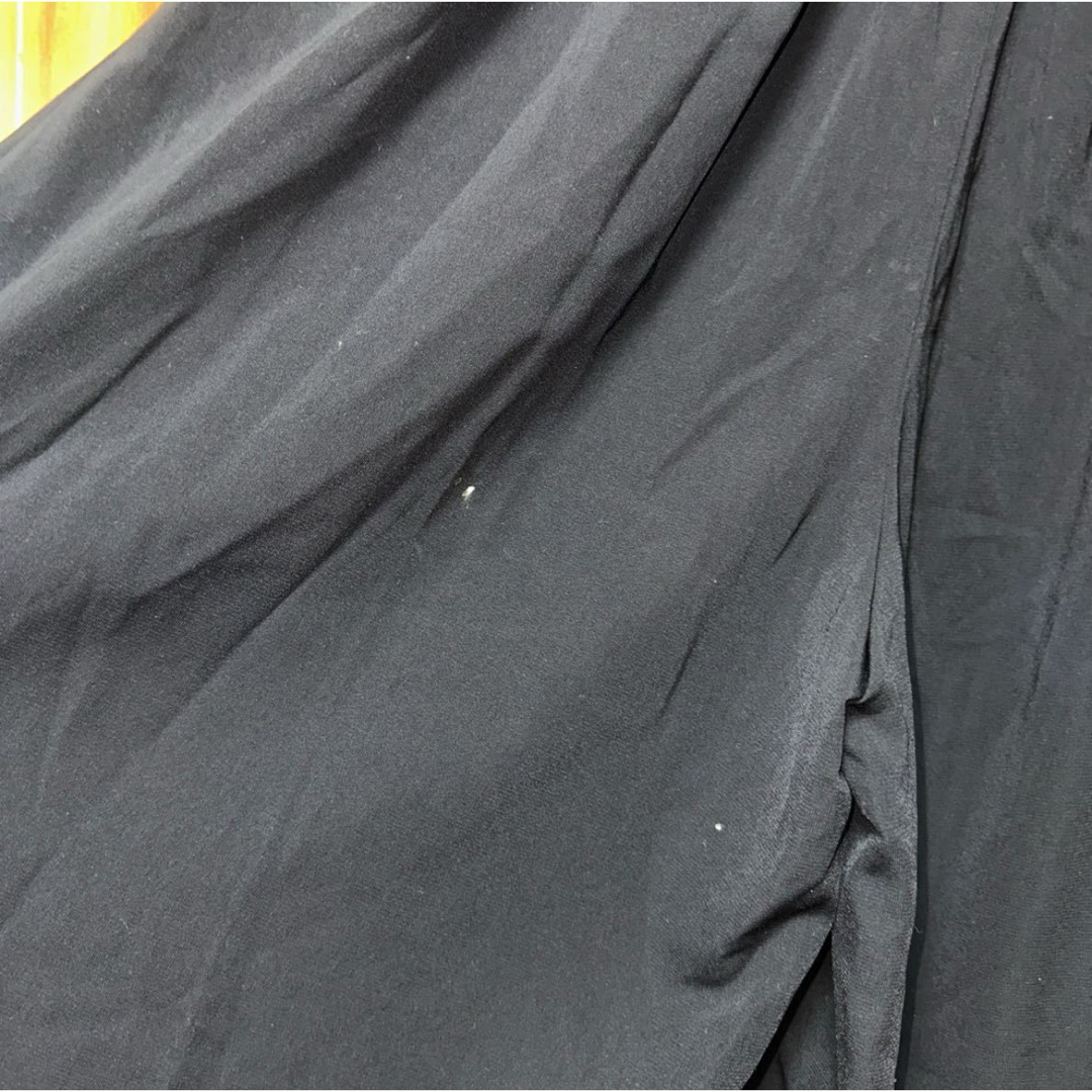 GU(ジーユー)のGU 黒 ワイドパンツ Ｍ ゆったり イージーパンツ ロングスカート風 古着 レディースのパンツ(その他)の商品写真