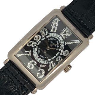 FRANCK MULLER - 　フランク・ミュラー FRANCK MULLER ロングアイランド ビーレトログラード 1100 DSR CD ブラック K18WG/革ベルト（社外品） 自動巻き メンズ 置時計