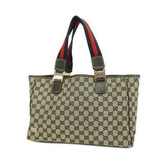 グッチ(Gucci)の【4hb1867】グッチ トートバッグ/GGキャンバス/145758/キャンバス/ネイビー/シルバー金具 【中古】 レディース(トートバッグ)