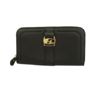 Ferragamo - 【4hb1890】サルヴァトーレフェラガモ 長財布/ヴァラ/レザー/ブラック/ゴールド金具 【中古】 レディース