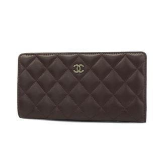 シャネル(CHANEL)の【4hb1899】シャネル 長財布/マトラッセ/ラムスキン/パープル/シルバー金具 【中古】 レディース(財布)