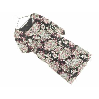 トッカ(TOCCA)のTOCCA トッカ シフォン 花柄 Iライン ワンピース size2/黒ｘピンク ■◇ レディース(ひざ丈ワンピース)